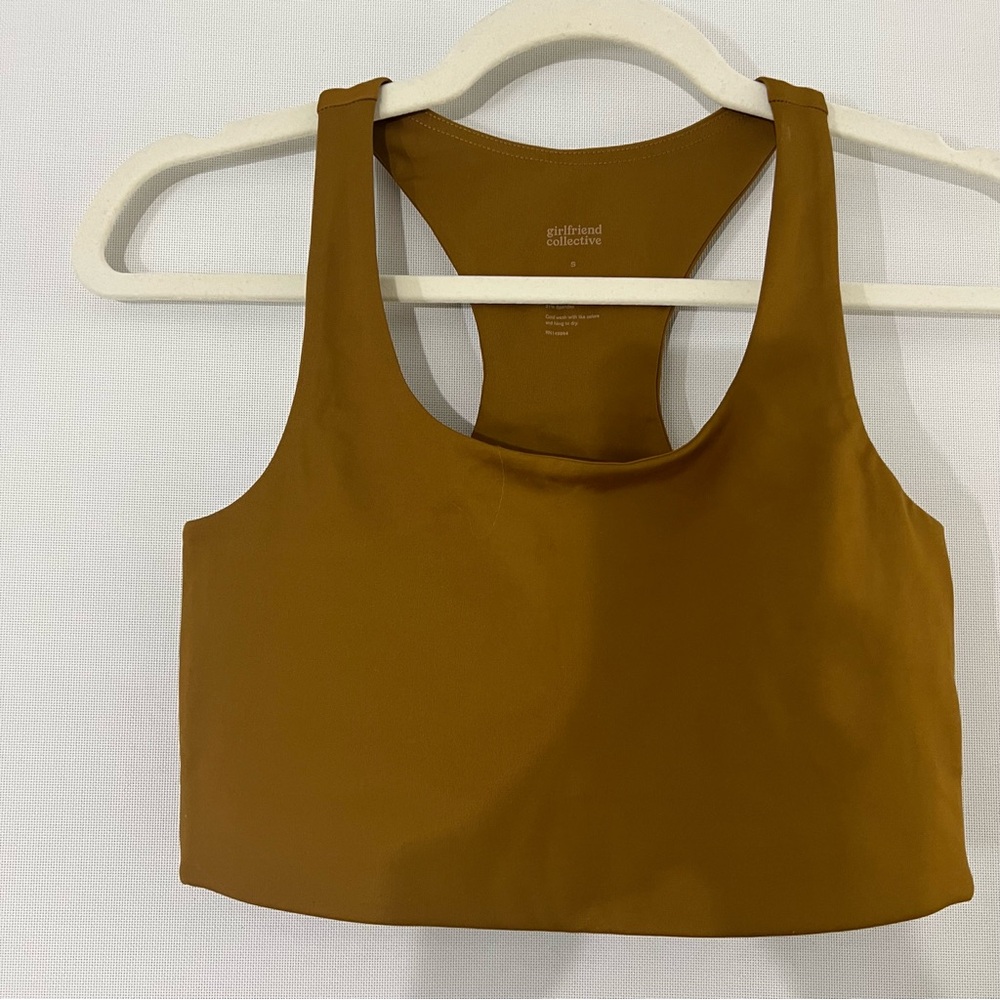 Girlfriend Collective women’s mustard crop top